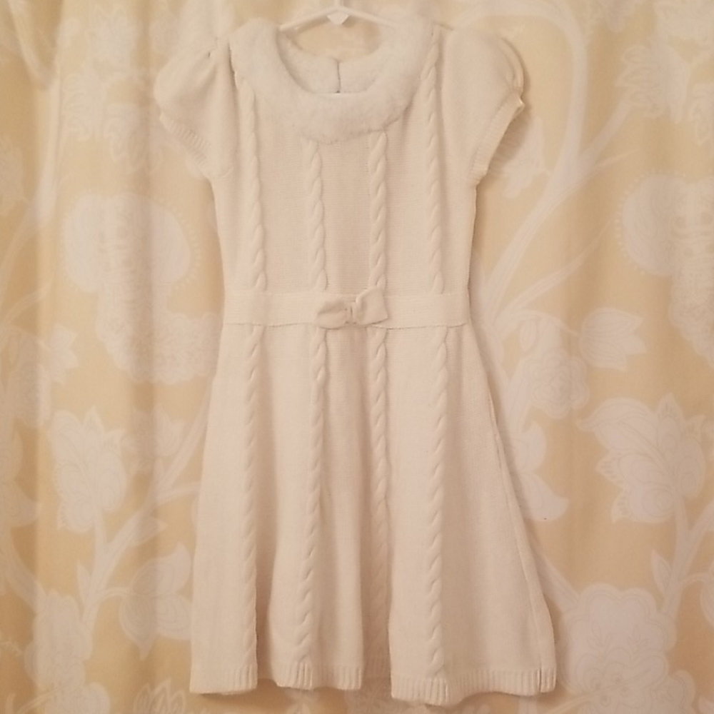 White knit girls holiday dress